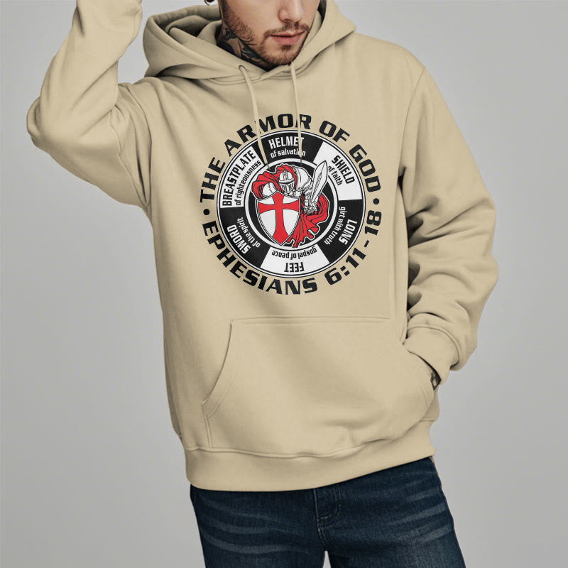 Christianartworkshop Moderner, farbiger Kapuzenpullover im Kreuzritter-Rüstungsstil Gottes, mit Fleece gefüttert