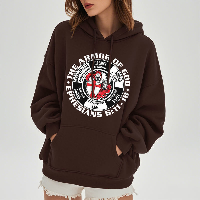 Christianartworkshop Moderner, farbiger Kapuzenpullover im Kreuzritter-Rüstungsstil Gottes, mit Fleece gefüttert