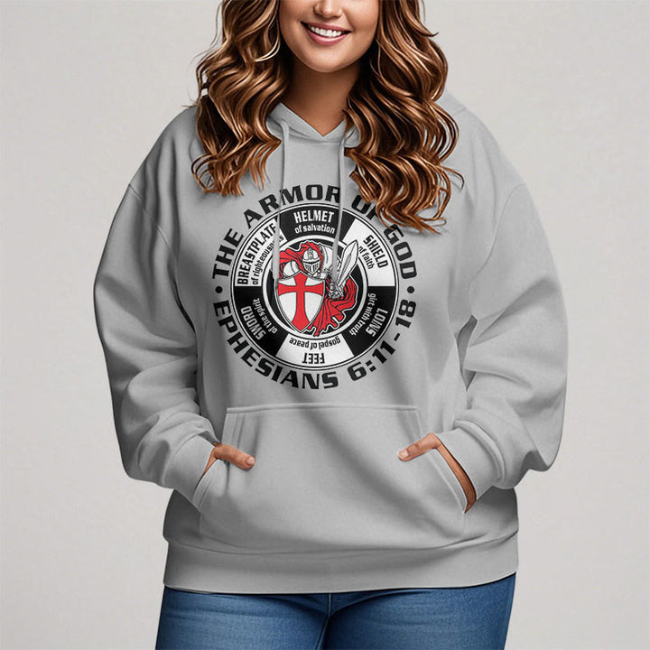 Christianartworkshop Moderner, farbiger Kapuzenpullover im Kreuzritter-Rüstungsstil Gottes, mit Fleece gefüttert