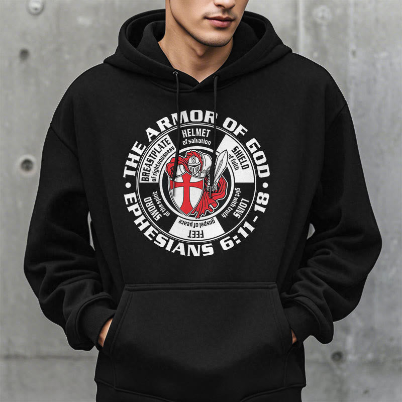 Christianartworkshop Moderner, farbiger Kapuzenpullover im Kreuzritter-Rüstungsstil Gottes, mit Fleece gefüttert