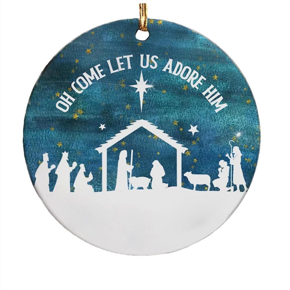 Christianartworkshop Klassischer Stil, Komm, lass uns ihn anbeten, Heilige Nacht, Weihnachtskrippe, Hängeornamente - image 1