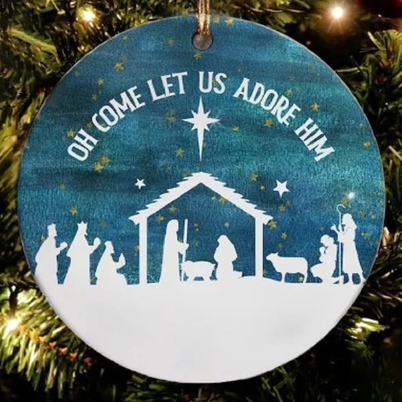 Christianartworkshop Klassischer Stil, Komm, lass uns ihn anbeten, Heilige Nacht, Weihnachtskrippe, Hängeornamente - Keramik - image 0