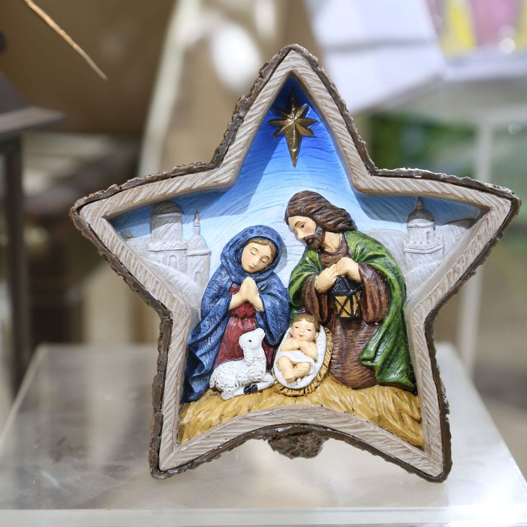 Christianartworkshop Weihnachtskrippe im klassischen Stil, sternförmig, Tischdekoration, Ornament - Harz - image 0