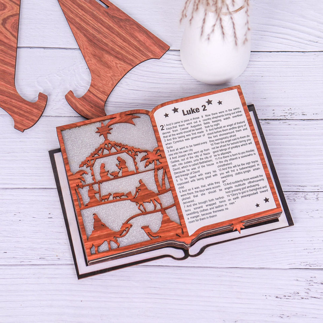 Christianartworkshop Beleuchtete Weihnachtskrippe im klassischen Stil, Märchenbuch-Dekoration für den Schreibtisch