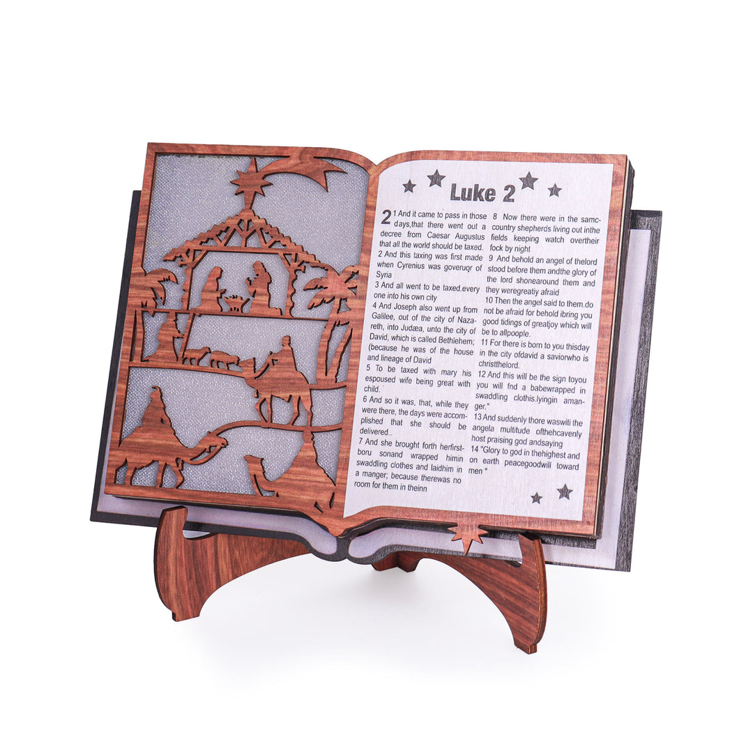 Christianartworkshop Beleuchtete Weihnachtskrippe im klassischen Stil, Märchenbuch-Dekoration für den Schreibtisch