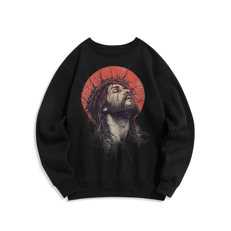 Christianartworkshop Klassisches, farbiges Sweatshirt mit Jesus-Dornenkrone, Fleece-Futter aus Polyester
