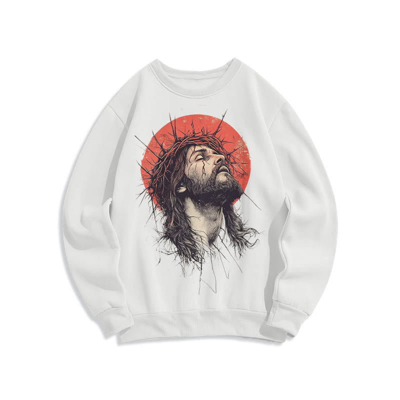 Christianartworkshop Klassisches, farbiges Sweatshirt mit Jesus-Dornenkrone, Fleece-Futter aus Polyester