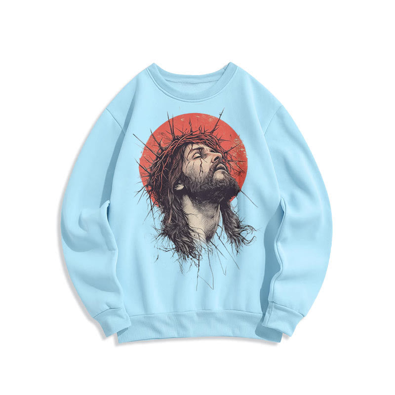Christianartworkshop Klassisches, farbiges Sweatshirt mit Jesus-Dornenkrone, Fleece-Futter aus Polyester - Blau - 2XL - image 14