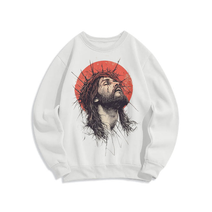 Christianartworkshop Klassisches, farbiges Sweatshirt mit Jesus-Dornenkrone, Fleece-Futter aus Polyester - Weiß - 2XL - image 8