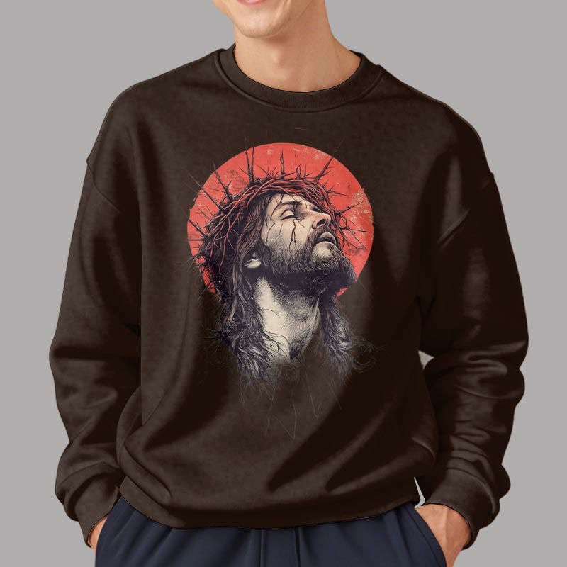 Christianartworkshop Klassisches, farbiges Sweatshirt mit Jesus-Dornenkrone, Fleece-Futter aus Polyester