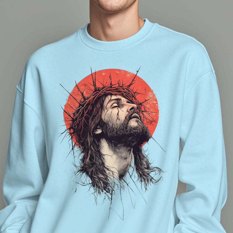 Christianartworkshop Klassisches, farbiges Sweatshirt mit Jesus-Dornenkrone, Fleece-Futter aus Polyester