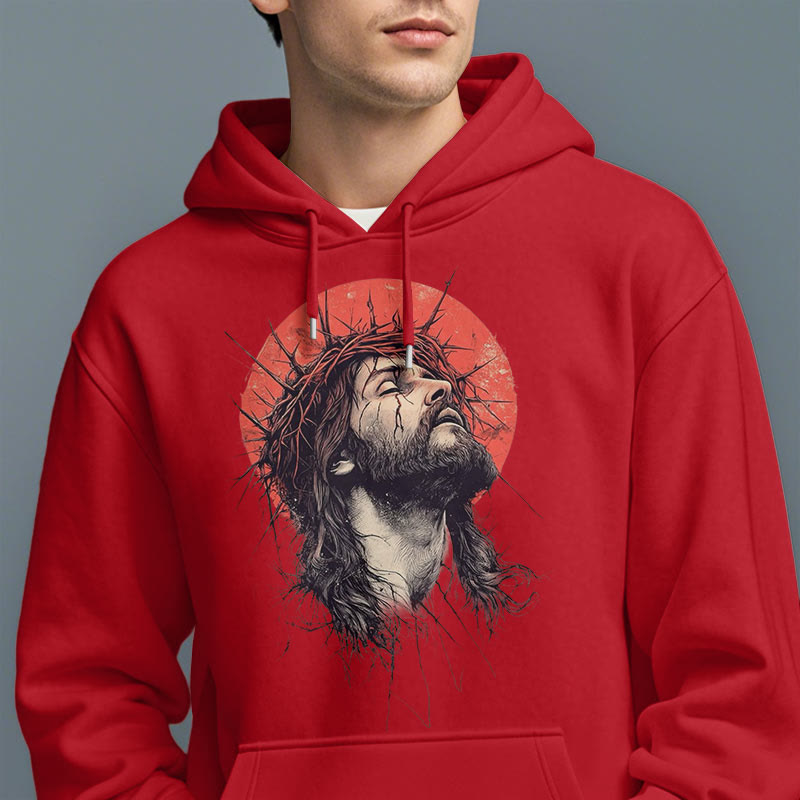 Christianartworkshop Kapuzenpullover aus Polyester mit Fleecefutter im klassischen farbigen Stil mit Jesus-Dornenkrone - image 19