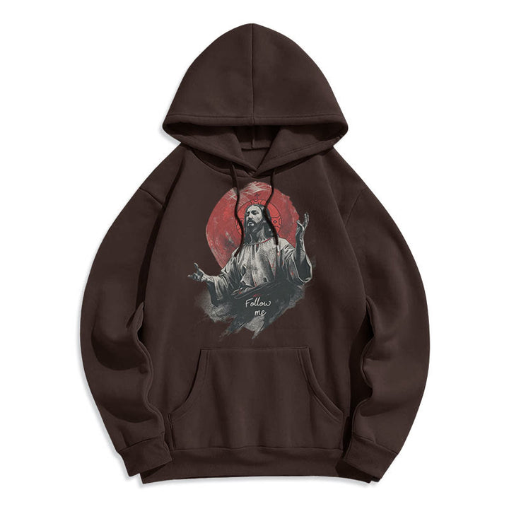 Christianartworkshop Klassischer Stil Jesus Halo Follow Me Polyester-Kapuzenpullover mit Fleecefutter