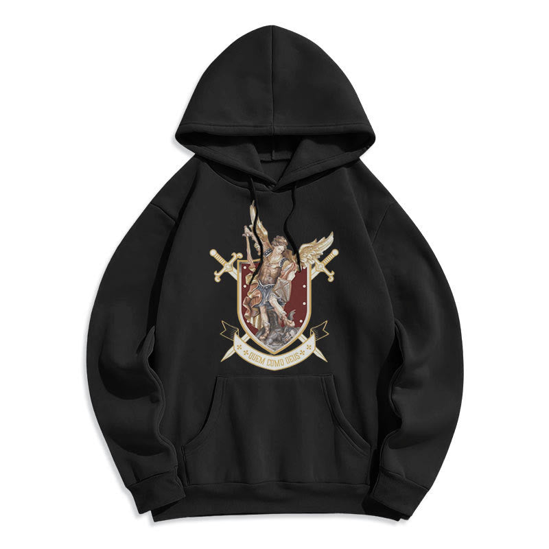 Christianartworkshop Klassischer Hoodie mit dem Heiligen Erzengel Michael, gefüttert mit Fleece aus Polyester - Schwarz - 2XL - image 5