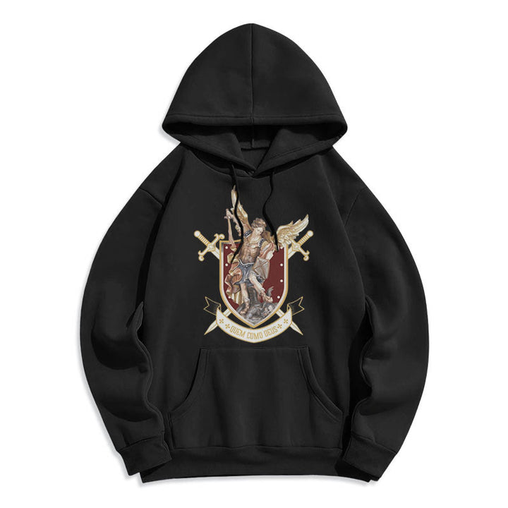 Christianartworkshop Klassischer Hoodie mit dem Heiligen Erzengel Michael, gefüttert mit Fleece aus Polyester - Schwarz - 2XL - image 5