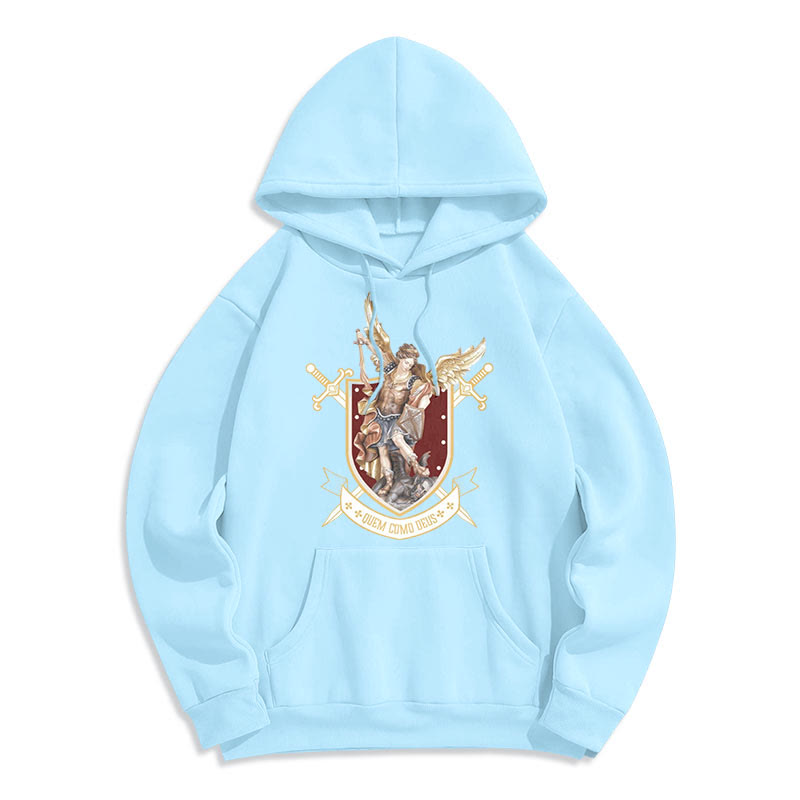 Christianartworkshop Klassischer Hoodie mit dem Heiligen Erzengel Michael, gefüttert mit Fleece aus Polyester - Blau - 2XL - image 15