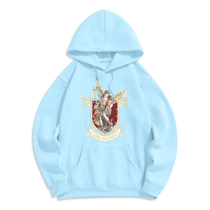 Christianartworkshop Klassischer Hoodie mit dem Heiligen Erzengel Michael, gefüttert mit Fleece aus Polyester - Blau - 2XL - image 15