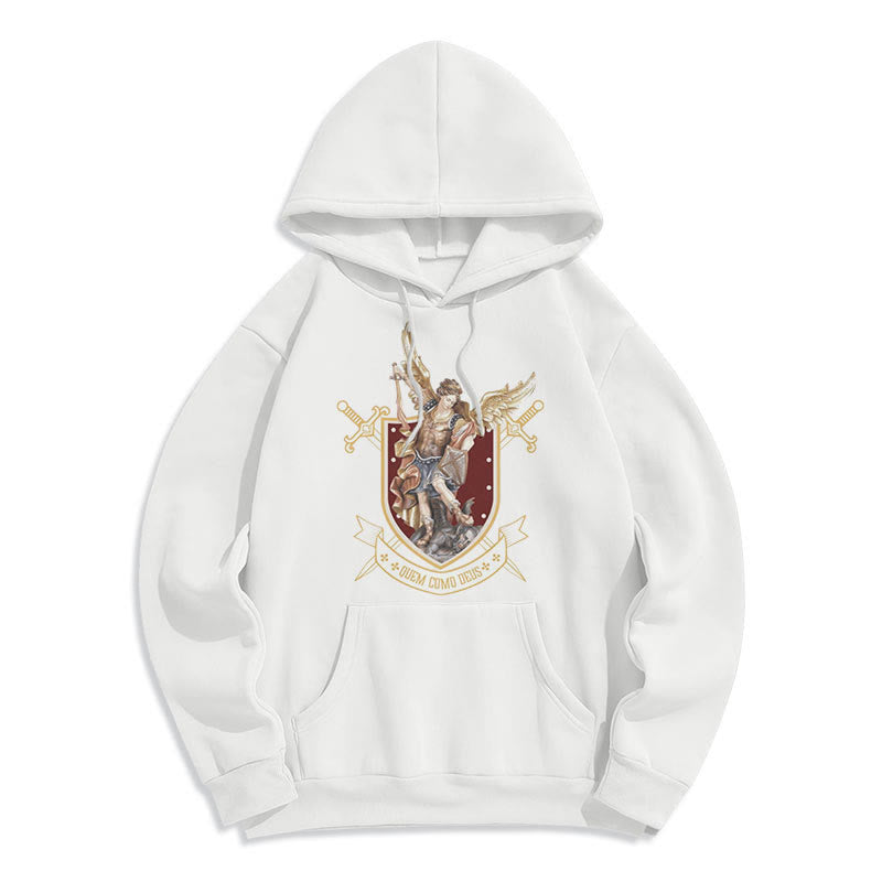 Christianartworkshop Klassischer Hoodie mit dem Heiligen Erzengel Michael, gefüttert mit Fleece aus Polyester - Weiß - 2XL - image 7