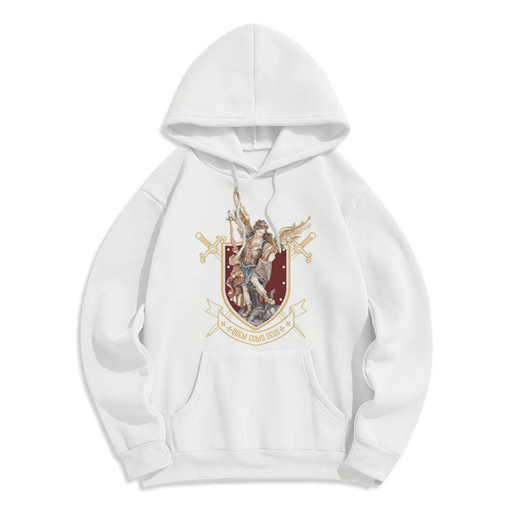 Christianartworkshop Klassischer Hoodie mit dem Heiligen Erzengel Michael, gefüttert mit Fleece aus Polyester - Weiß - 2XL - image 7
