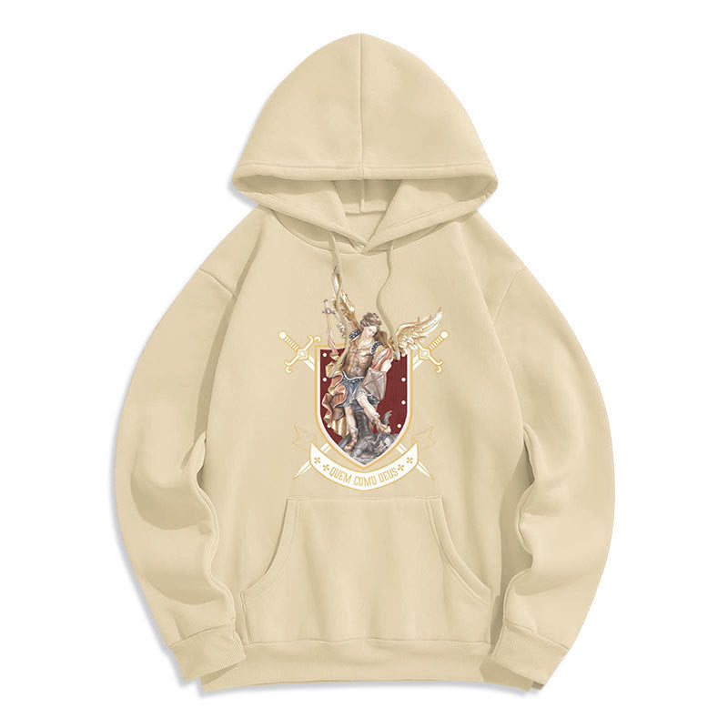 Christianartworkshop Klassischer Hoodie mit dem Heiligen Erzengel Michael, gefüttert mit Fleece aus Polyester - Beige - 2XL - image 9