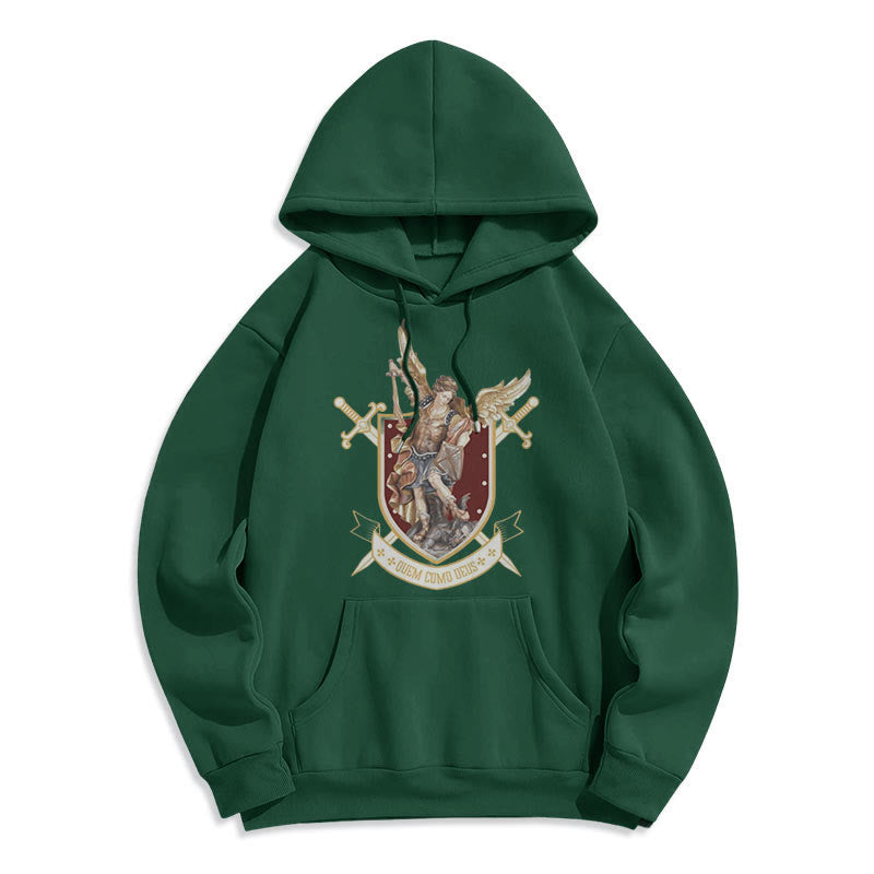 Christianartworkshop Klassischer Hoodie mit dem Heiligen Erzengel Michael, gefüttert mit Fleece aus Polyester - Grün - 2XL - image 13
