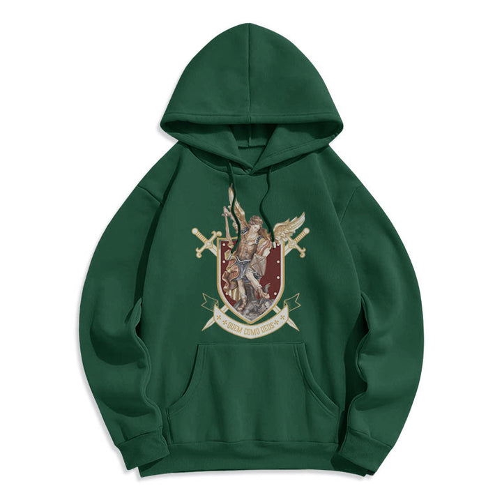 Christianartworkshop Klassischer Hoodie mit dem Heiligen Erzengel Michael, gefüttert mit Fleece aus Polyester - Grün - 2XL - image 13