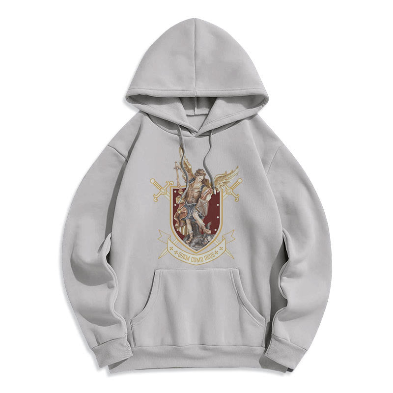 Christianartworkshop Klassischer Hoodie mit dem Heiligen Erzengel Michael, gefüttert mit Fleece aus Polyester - Grau - 2XL - image 17
