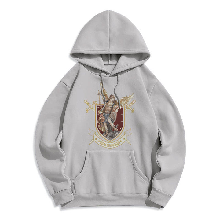 Christianartworkshop Klassischer Hoodie mit dem Heiligen Erzengel Michael, gefüttert mit Fleece aus Polyester - Grau - 2XL - image 17