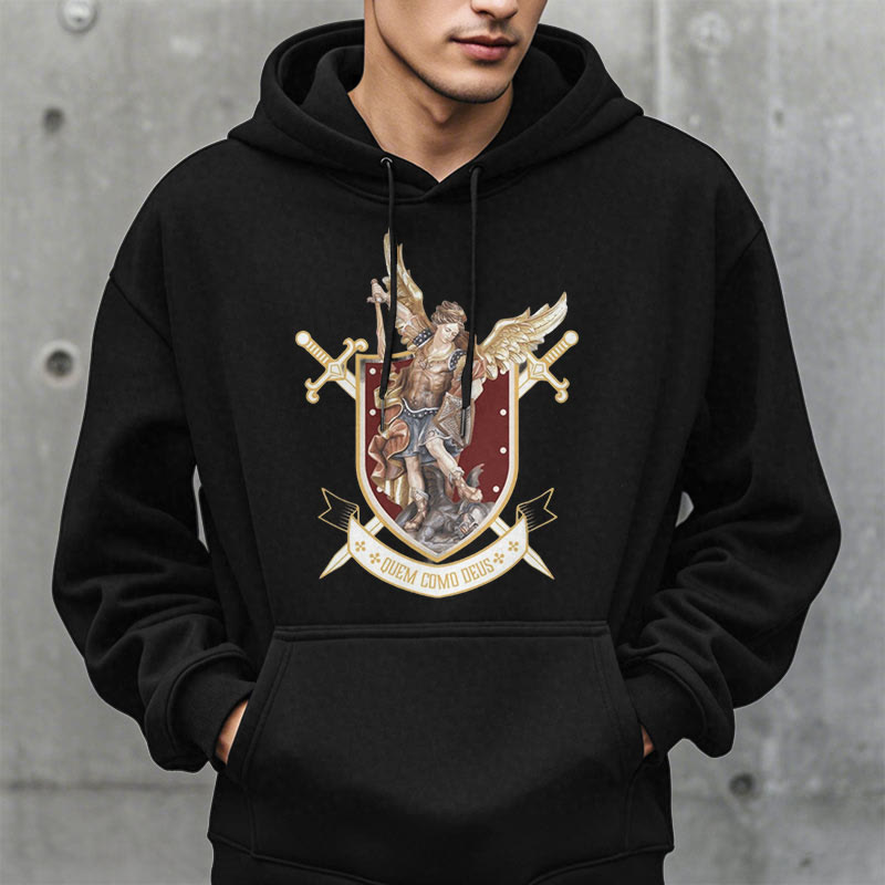 Christianartworkshop Klassischer Hoodie mit dem Heiligen Erzengel Michael, gefüttert mit Fleece aus Polyester - image 6