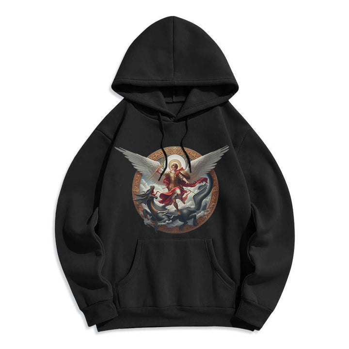 Christianartworkshop Klassischer farbiger Stil Triumph des Erzengels Michael Fleecegefütterter Polyester-Hoodie - image 5