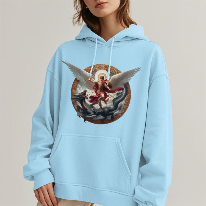 Christianartworkshop Klassischer farbiger Stil Triumph des Erzengels Michael Fleecegefütterter Polyester-Hoodie - image 14