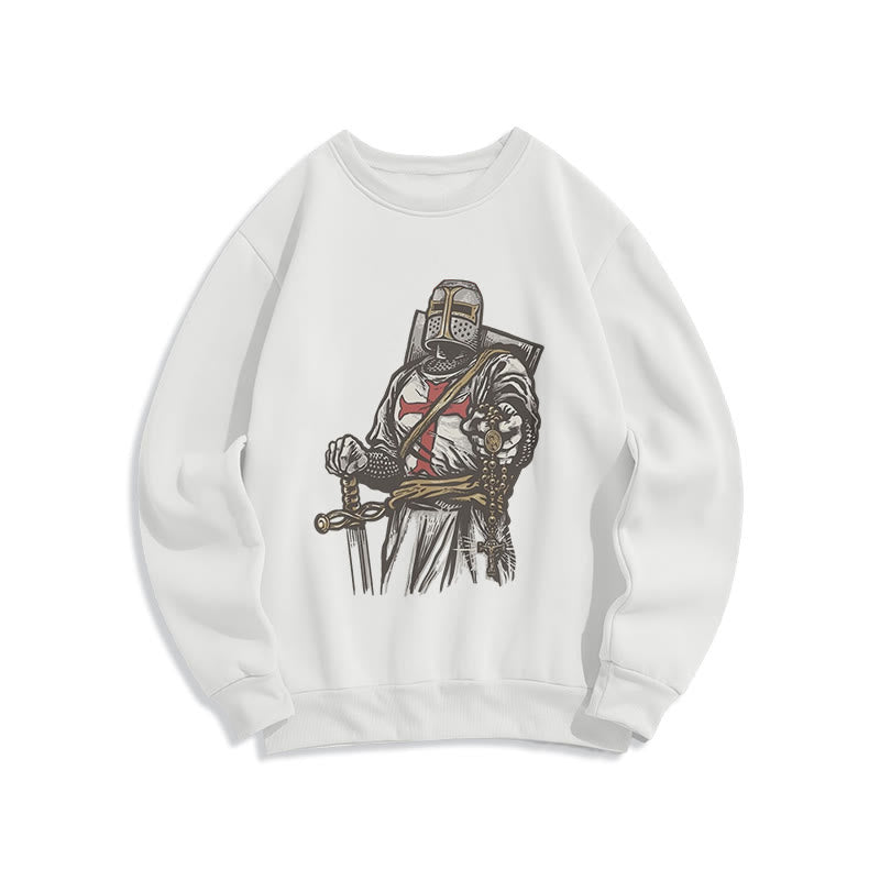 Christianartworkshop Moderner Stil Crusader's Valor and Faith Polyester-Sweatshirt mit Fleecefutter - Weiß - 2XL - image 0