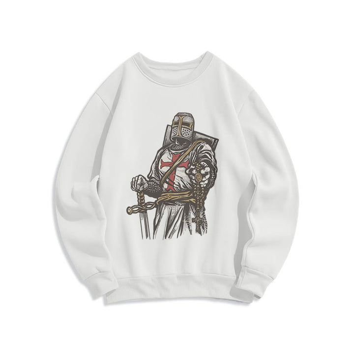 Christianartworkshop Moderner Stil Crusader's Valor and Faith Polyester-Sweatshirt mit Fleecefutter - Weiß - 2XL - image 0