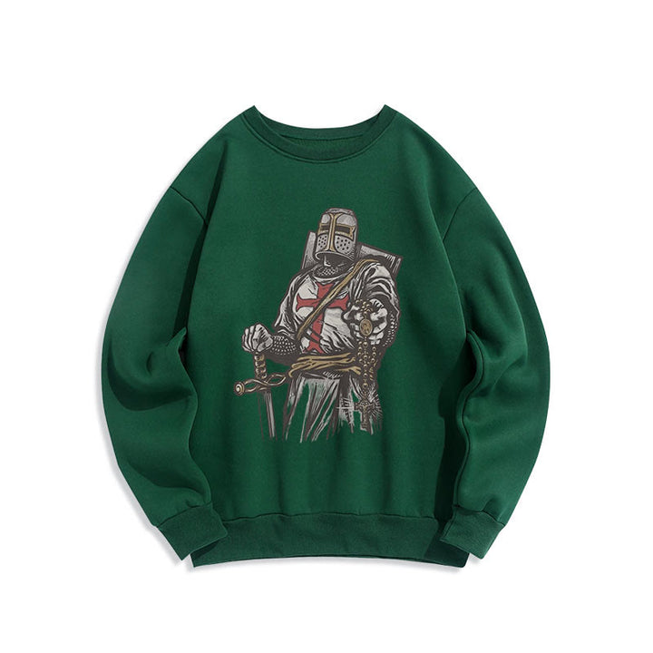 Christianartworkshop Moderner Stil Crusader's Valor and Faith Polyester-Sweatshirt mit Fleecefutter
