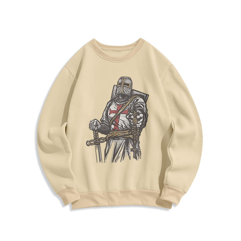 Christianartworkshop Moderner Stil Crusader's Valor and Faith Polyester-Sweatshirt mit Fleecefutter