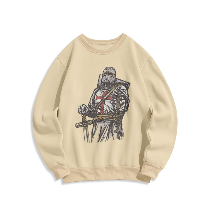 Christianartworkshop Modernes Sweatshirt „Kreuzrittermut und Glaube“ aus gefüttertem Polyester - Beige - 2XL - image 8