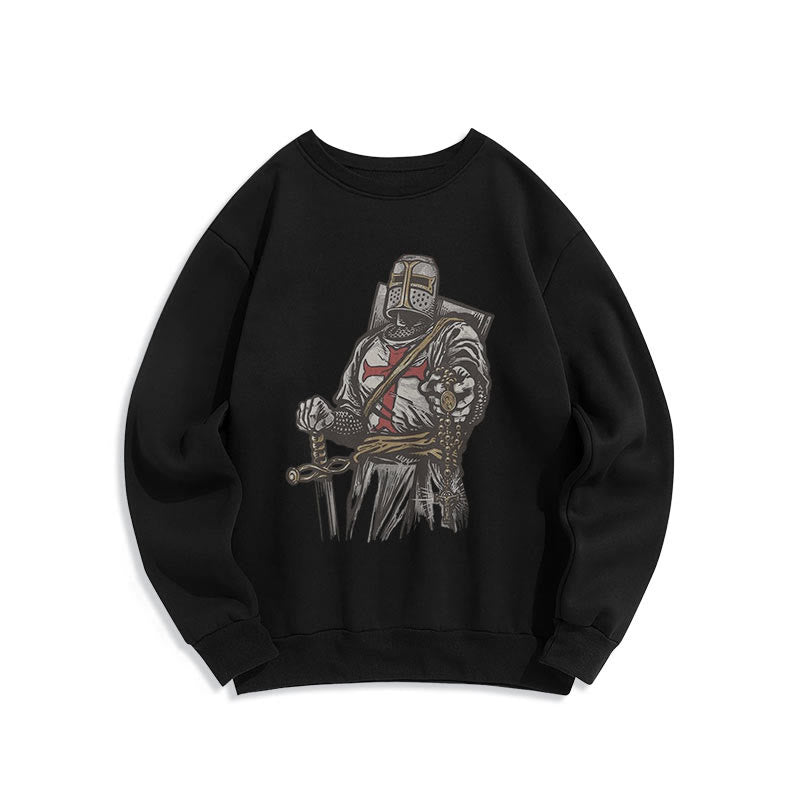 Christianartworkshop Moderner Stil Crusader's Valor and Faith Polyester-Sweatshirt mit Fleecefutter
