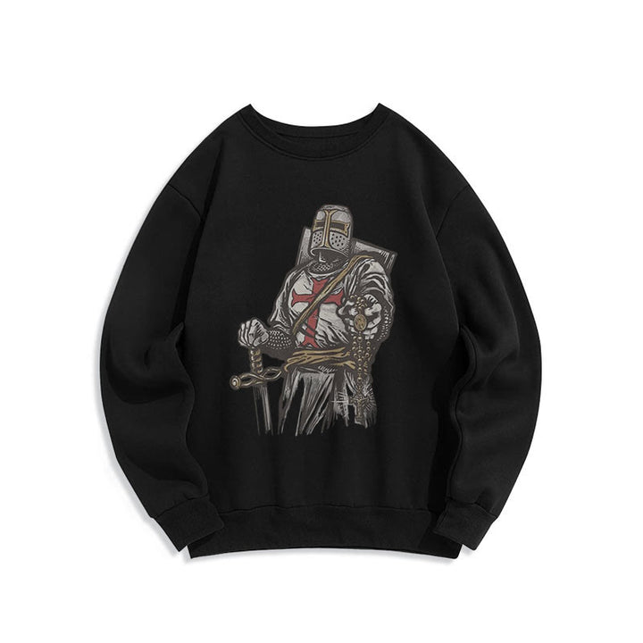 Christianartworkshop Moderner Stil Crusader's Valor and Faith Polyester-Sweatshirt mit Fleecefutter