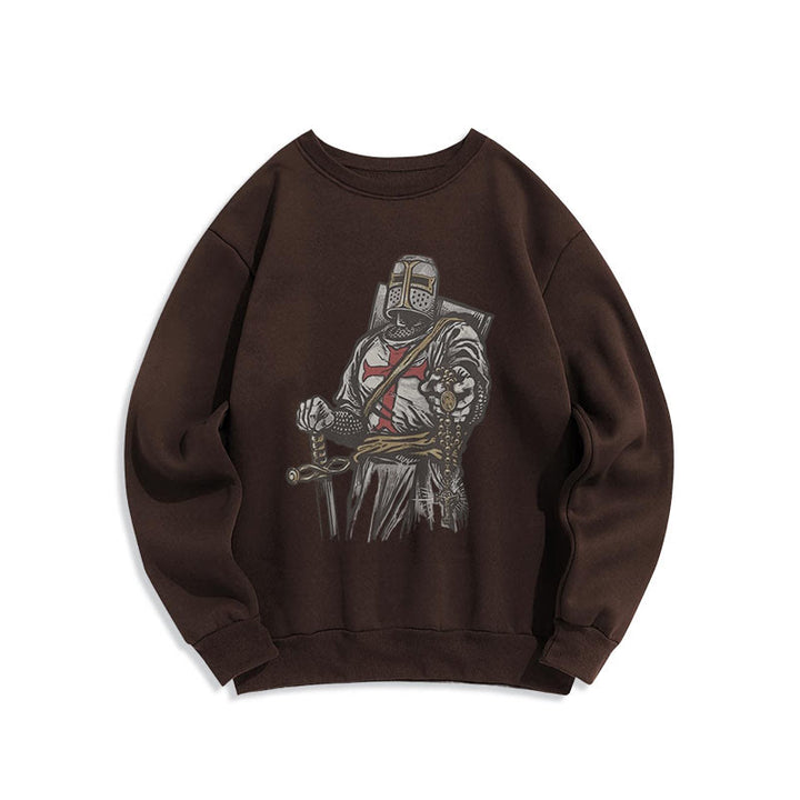 Christianartworkshop Modernes Sweatshirt „Kreuzrittermut und Glaube“ aus gefüttertem Polyester - Braun - 2XL - image 10