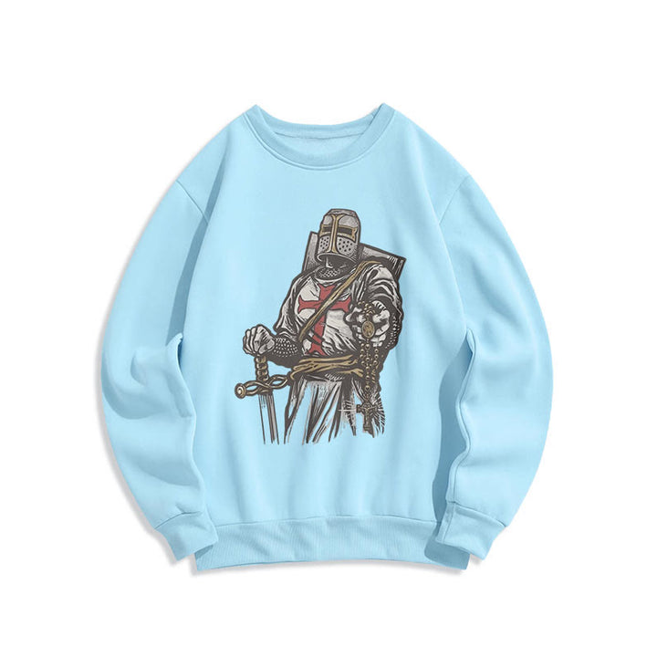 Christianartworkshop Moderner Stil Crusader's Valor and Faith Polyester-Sweatshirt mit Fleecefutter - Blau - 2XL - image 14