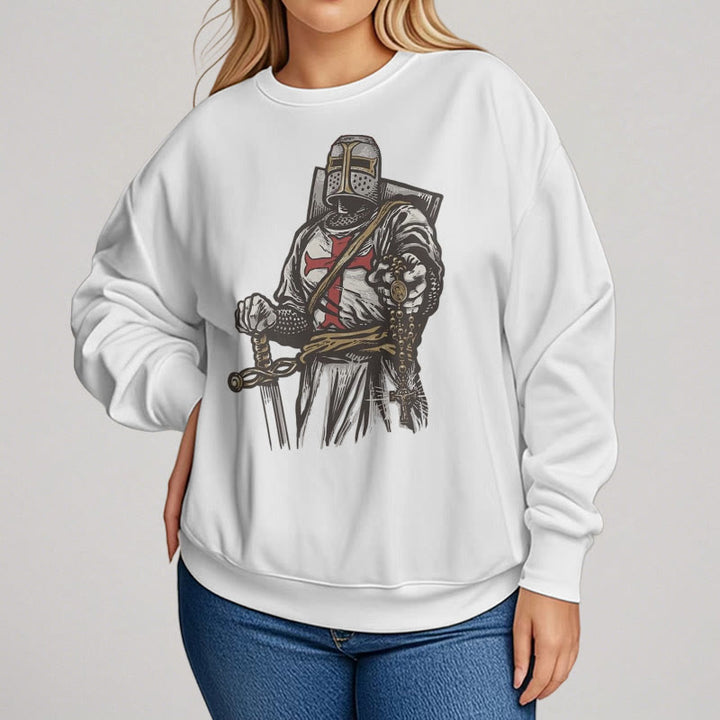 Christianartworkshop Moderner Stil Crusader's Valor and Faith Polyester-Sweatshirt mit Fleecefutter
