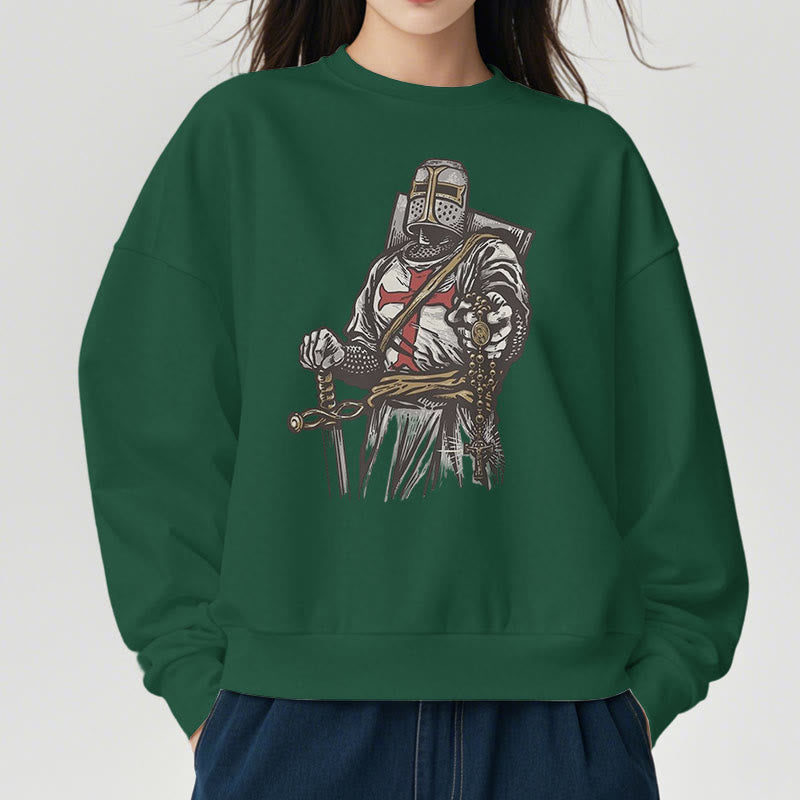 Christianartworkshop Moderner Stil Crusader's Valor and Faith Polyester-Sweatshirt mit Fleecefutter