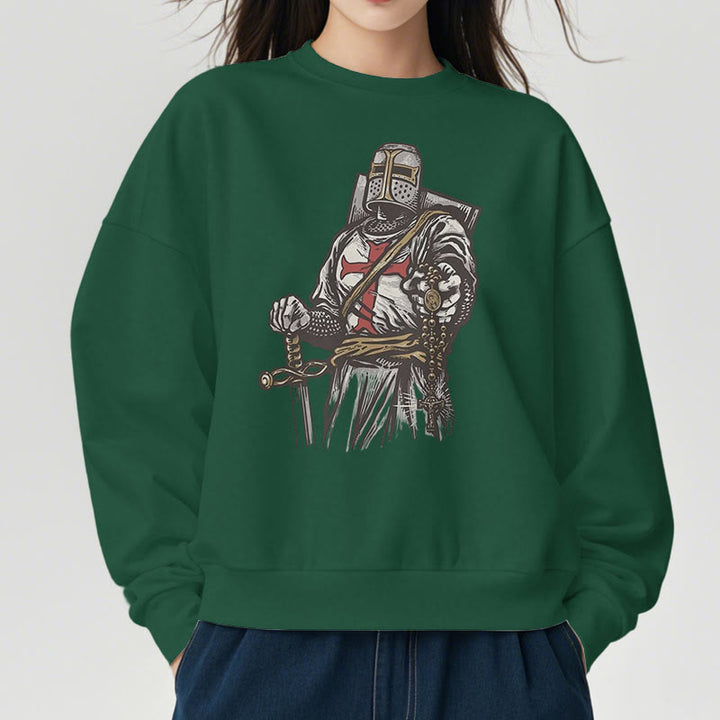 Christianartworkshop Moderner Stil Crusader's Valor and Faith Polyester-Sweatshirt mit Fleecefutter