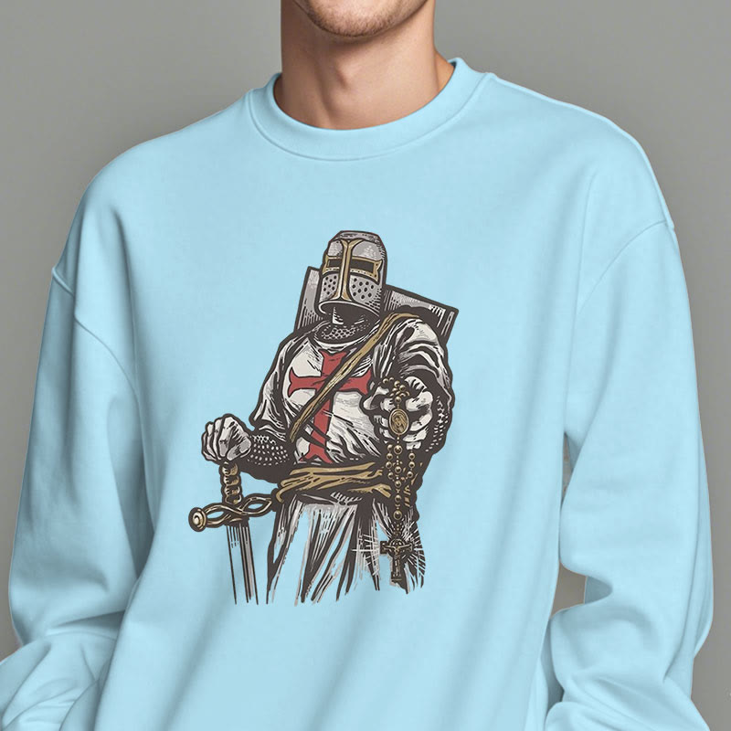Christianartworkshop Moderner Stil Crusader's Valor and Faith Polyester-Sweatshirt mit Fleecefutter