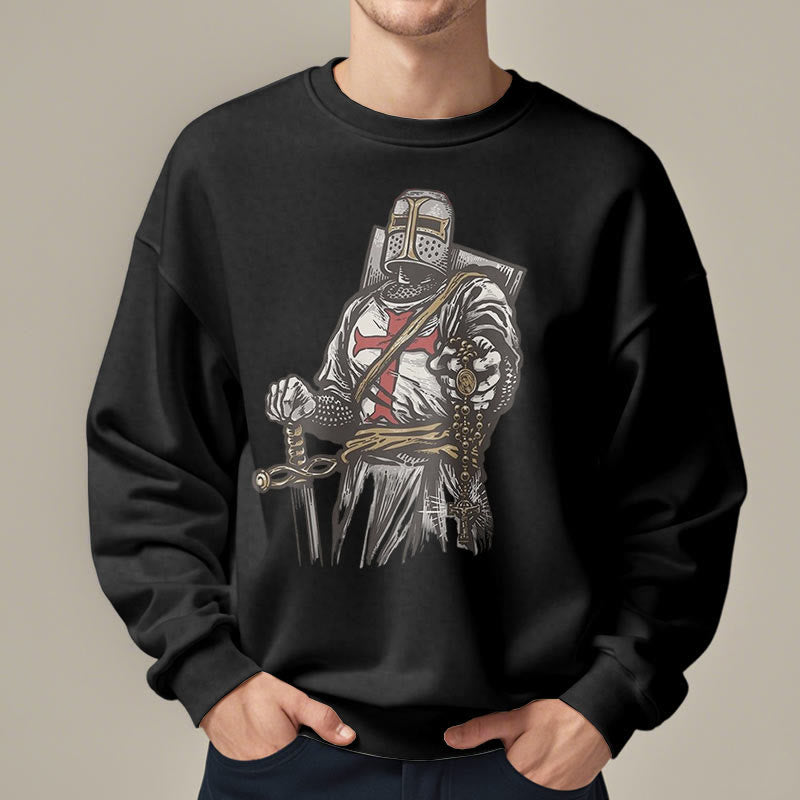 Christianartworkshop Moderner Stil Crusader's Valor and Faith Polyester-Sweatshirt mit Fleecefutter