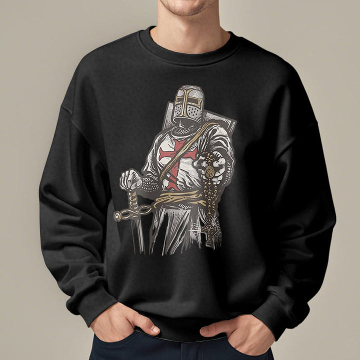 Christianartworkshop Moderner Stil Crusader's Valor and Faith Polyester-Sweatshirt mit Fleecefutter