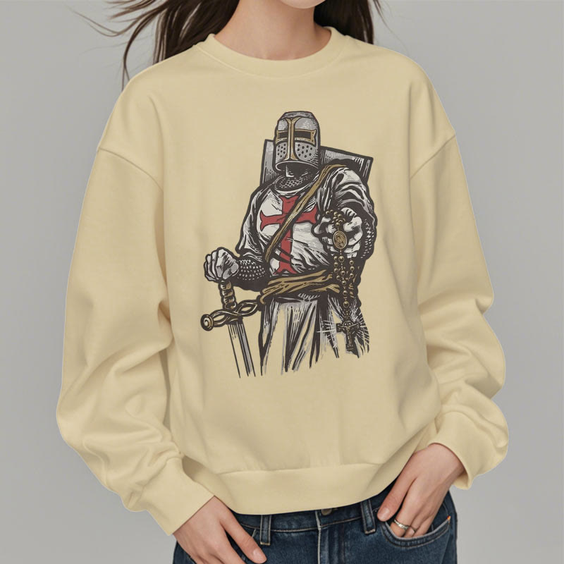 Christianartworkshop Moderner Stil Crusader's Valor and Faith Polyester-Sweatshirt mit Fleecefutter