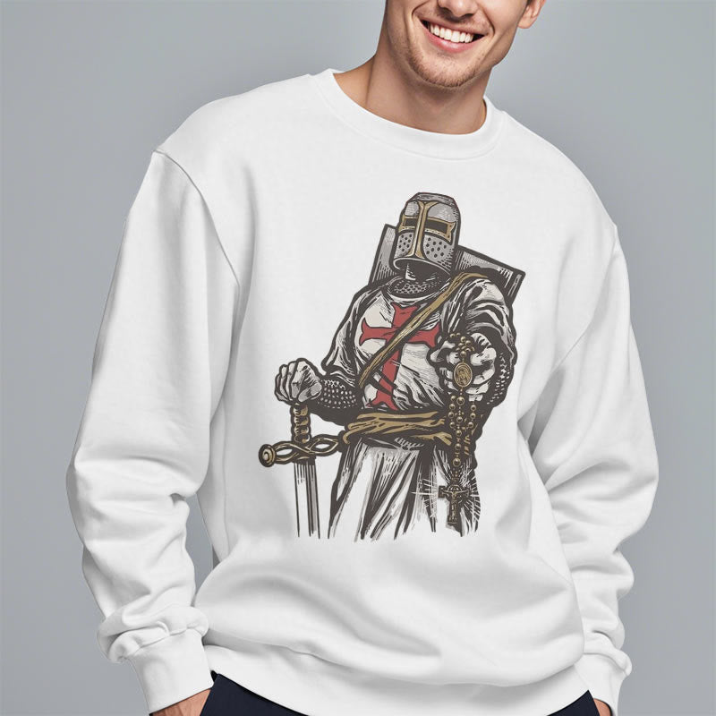 Christianartworkshop Moderner Stil Crusader's Valor and Faith Polyester-Sweatshirt mit Fleecefutter