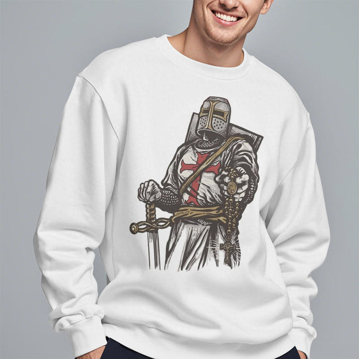 Christianartworkshop Moderner Stil Crusader's Valor and Faith Polyester-Sweatshirt mit Fleecefutter