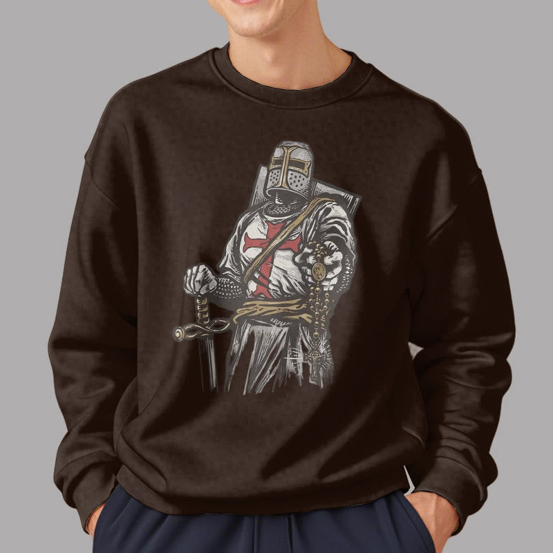 Christianartworkshop Moderner Stil Crusader's Valor and Faith Polyester-Sweatshirt mit Fleecefutter